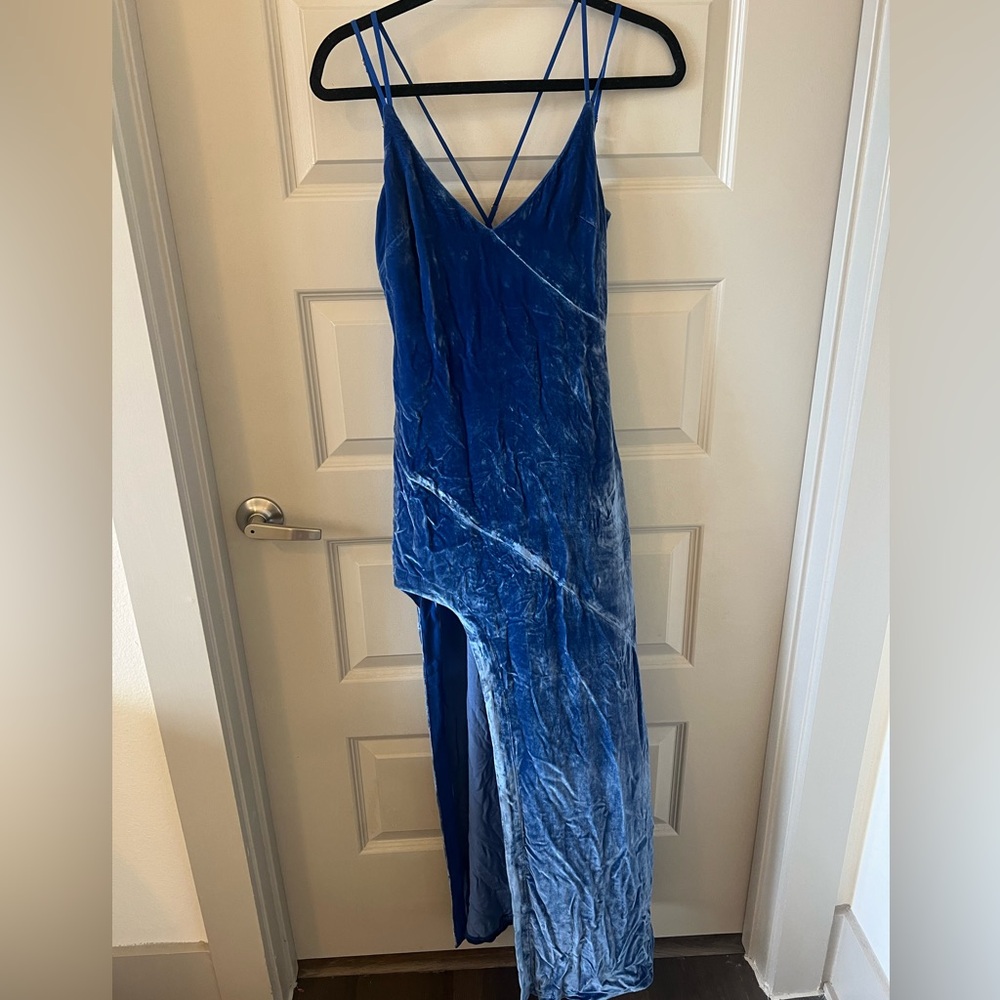 For Love and Lemons Nadine Velvet Maxi Dress in Cobalt